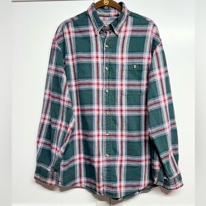 David Taylor Green and Red Plaid Button Down Shirt